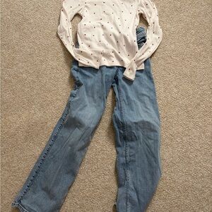 Abercrombie girls heart design top & jeans set